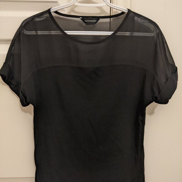 Club Monaco semi-sheer chiffon short-sleeve t-shirt - Picture 1 of 3